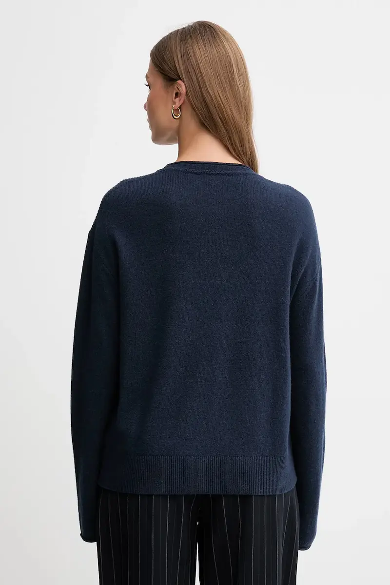 maglione in lana donna colore blu navy WW0WW46438 miniatura 3