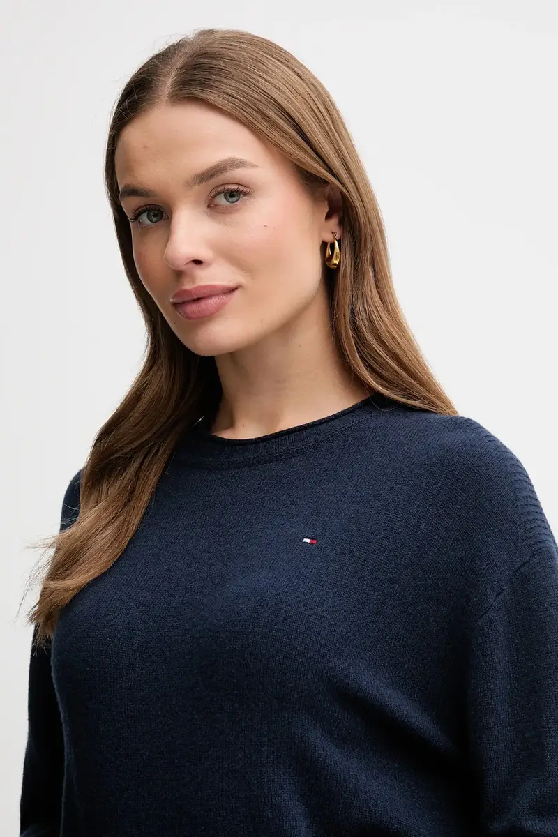 maglione in lana donna colore blu navy WW0WW46438 miniatura 4