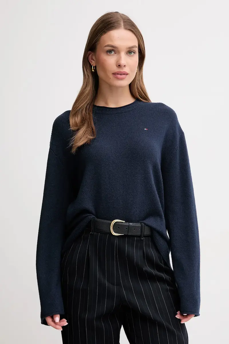 maglione in lana donna colore blu navy WW0WW46438