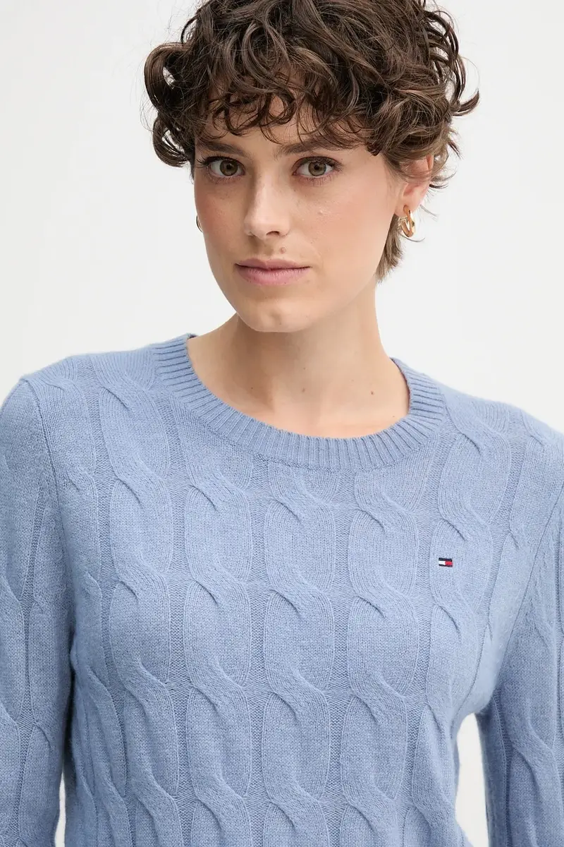 maglione in lana donna colore blu WW0WW43586 miniatura 4