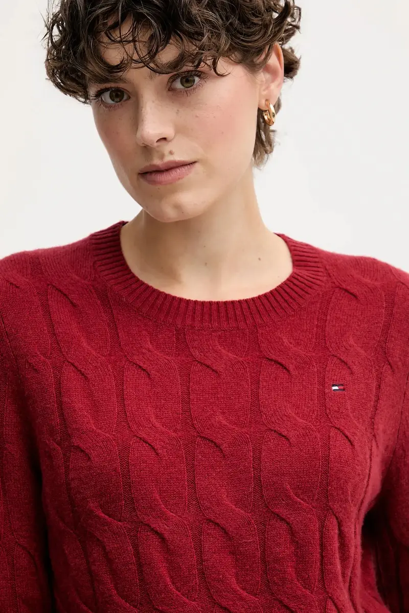 maglione in lana donna colore granata WW0WW43586 miniatura 4