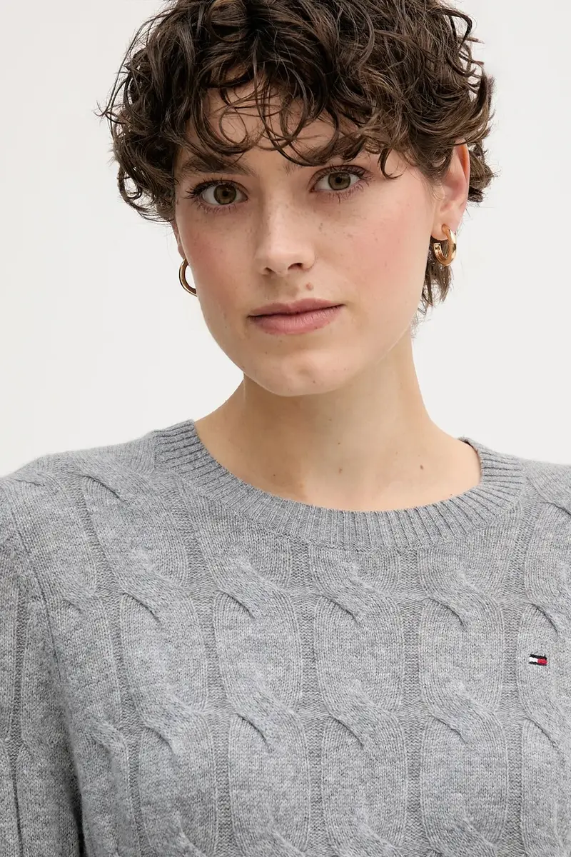 maglione in lana donna colore granata WW0WW43586 Grigio miniatura 4