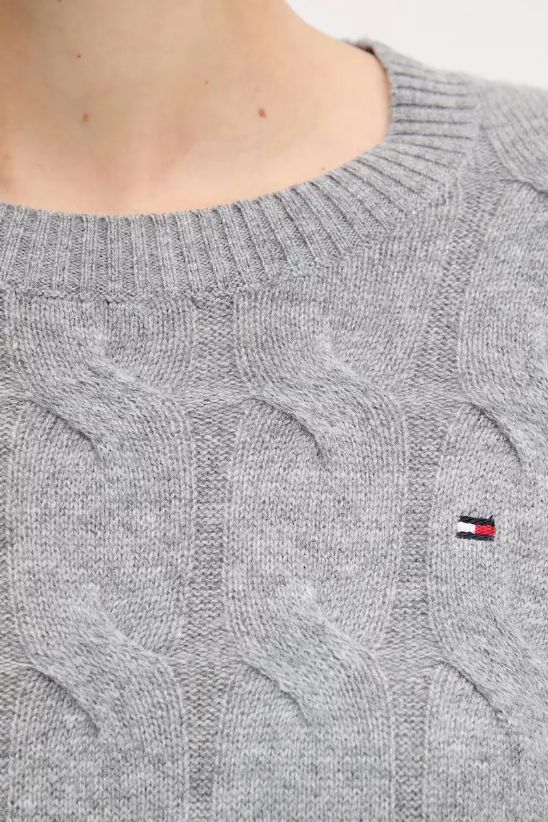 maglione in lana donna colore granata WW0WW43586 Grigio miniatura 5