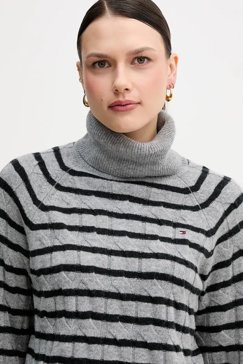 maglione in lana donna colore grigio WW0WW46791 miniatura 4