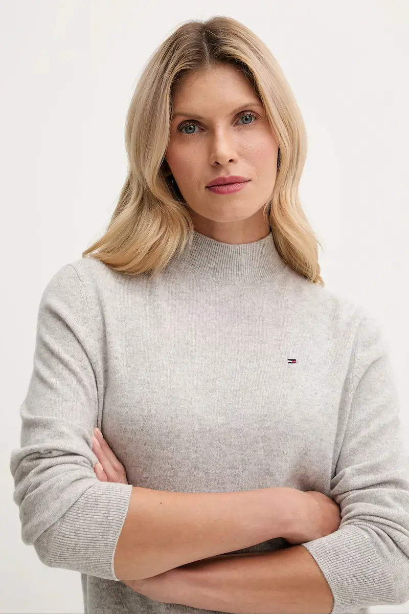 maglione in lana donna colore grigio WW0WW47468 miniatura 4