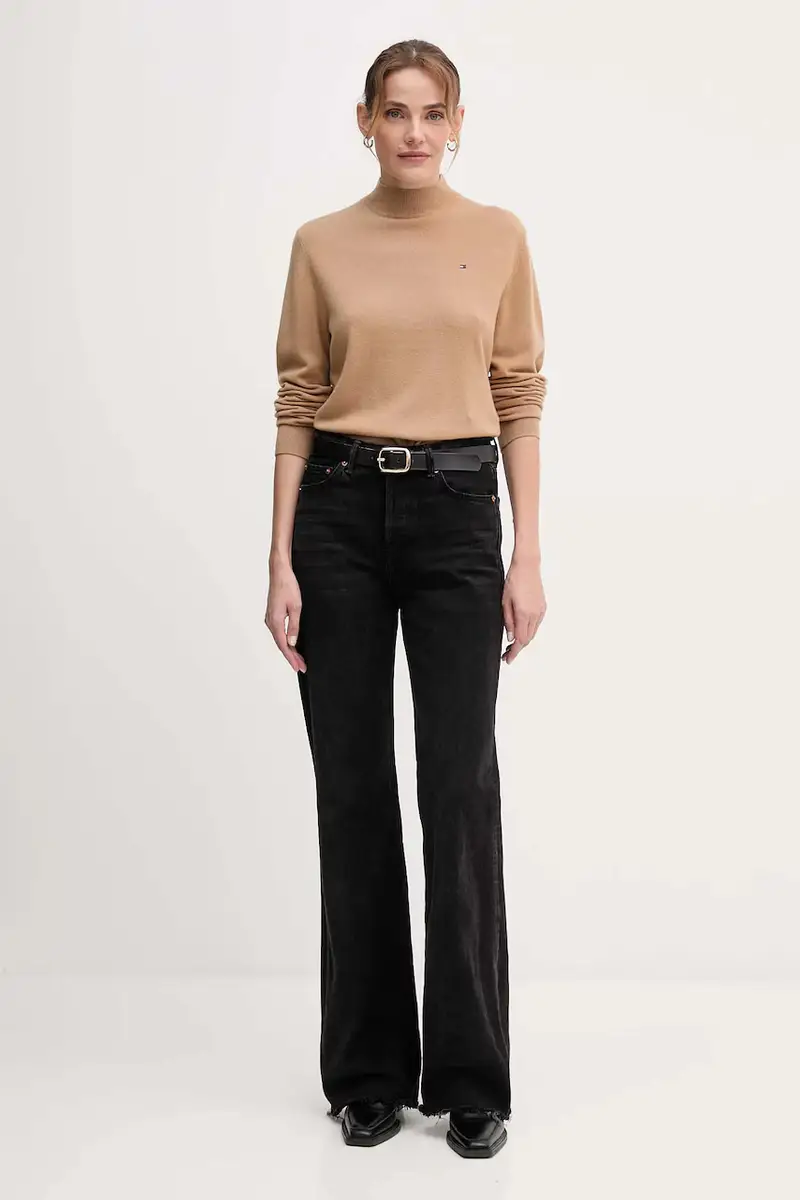 maglione in lana donna colore marrone WW0WW47468 Verde miniatura 2