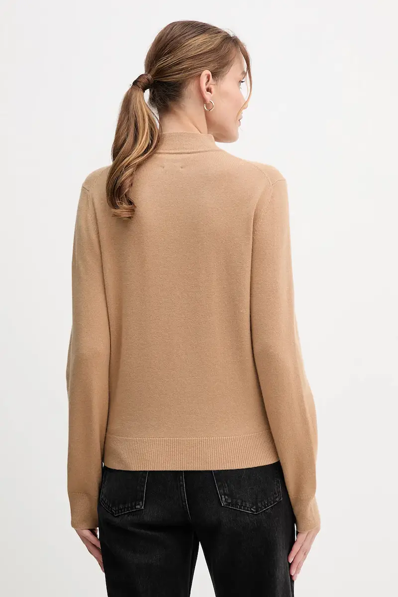 maglione in lana donna colore marrone WW0WW47468 Verde miniatura 3