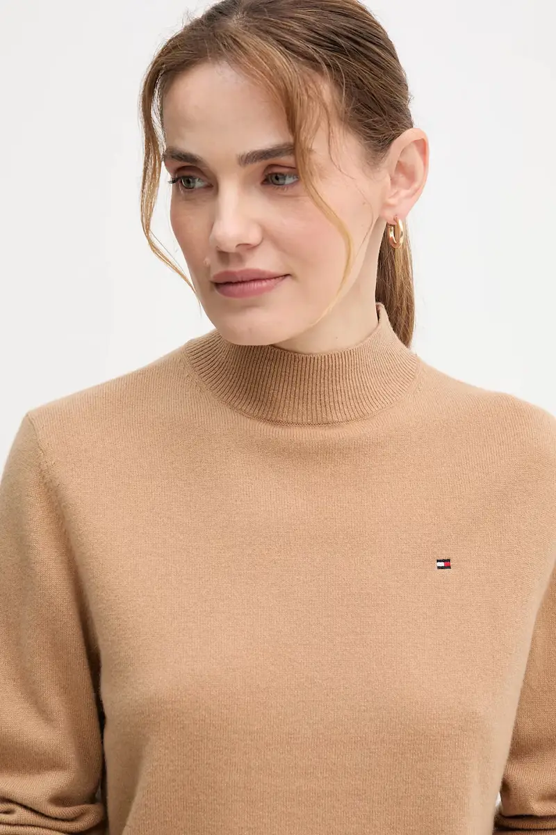 maglione in lana donna colore marrone WW0WW47468 Verde miniatura 4