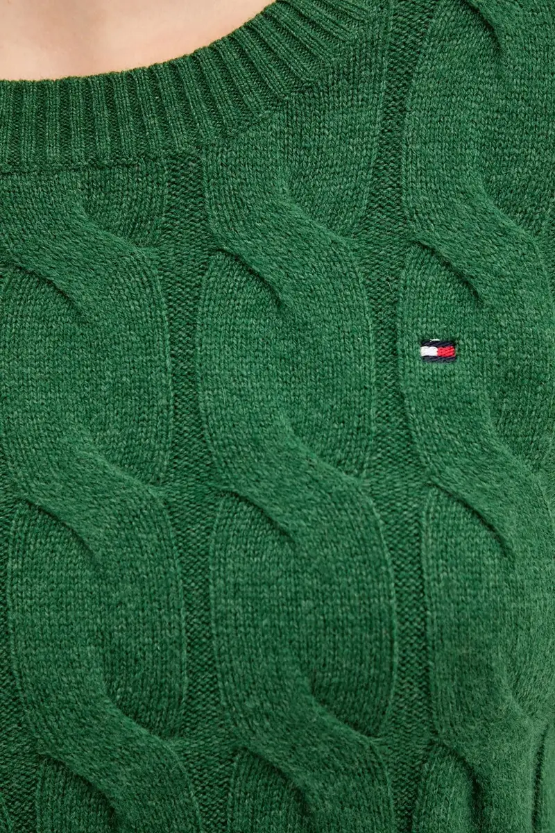 maglione in lana donna colore verde WW0WW43586 miniatura 5