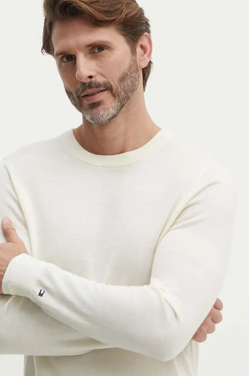 maglione in lana uomo colore beige MW0MW33128 miniatura 4