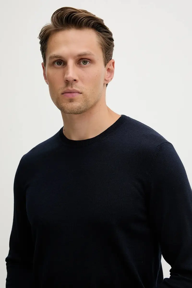 maglione in lana uomo colore blu navy MW0MW39775 miniatura 4