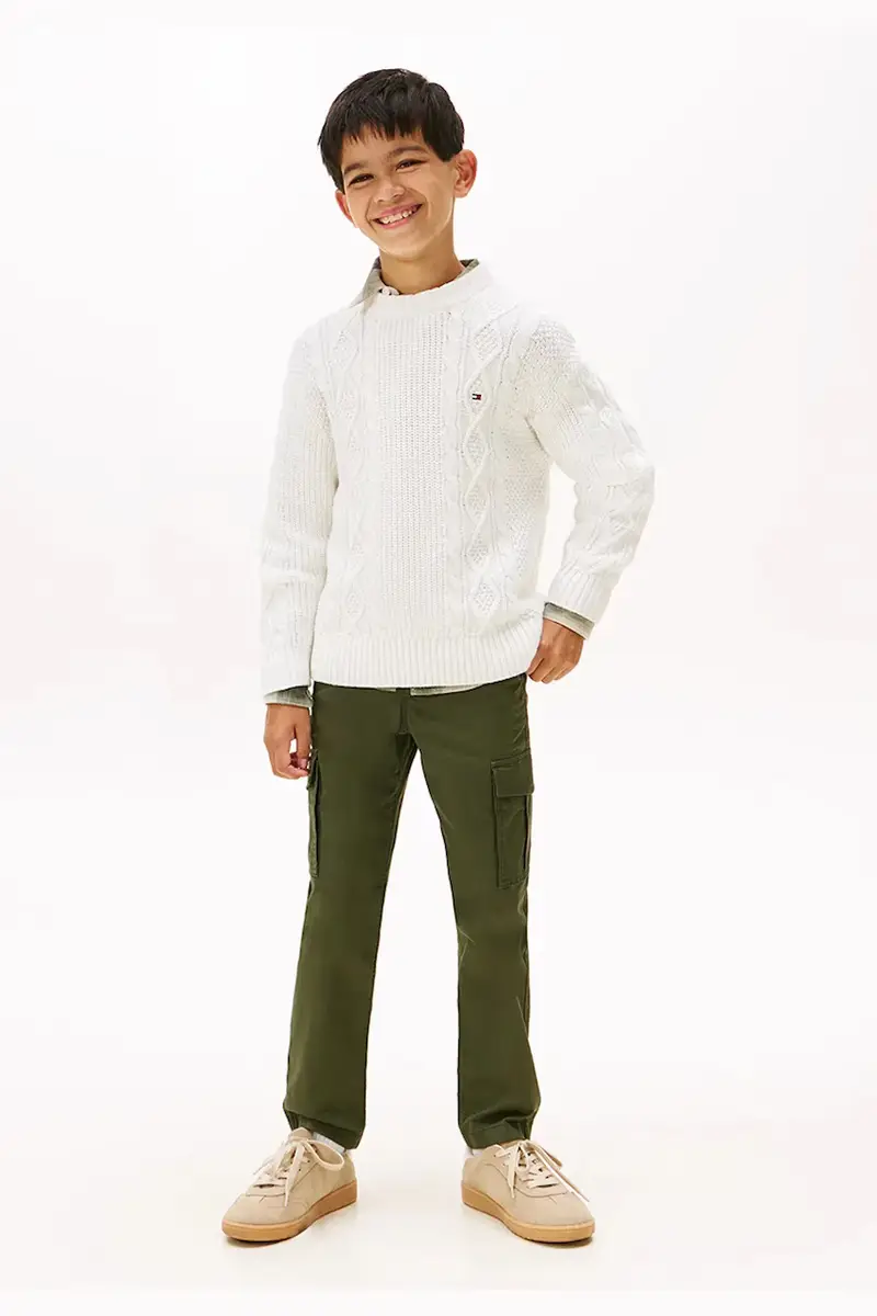 maglione per bambini con misto lana colore bianco KB0KB09910 miniatura 4