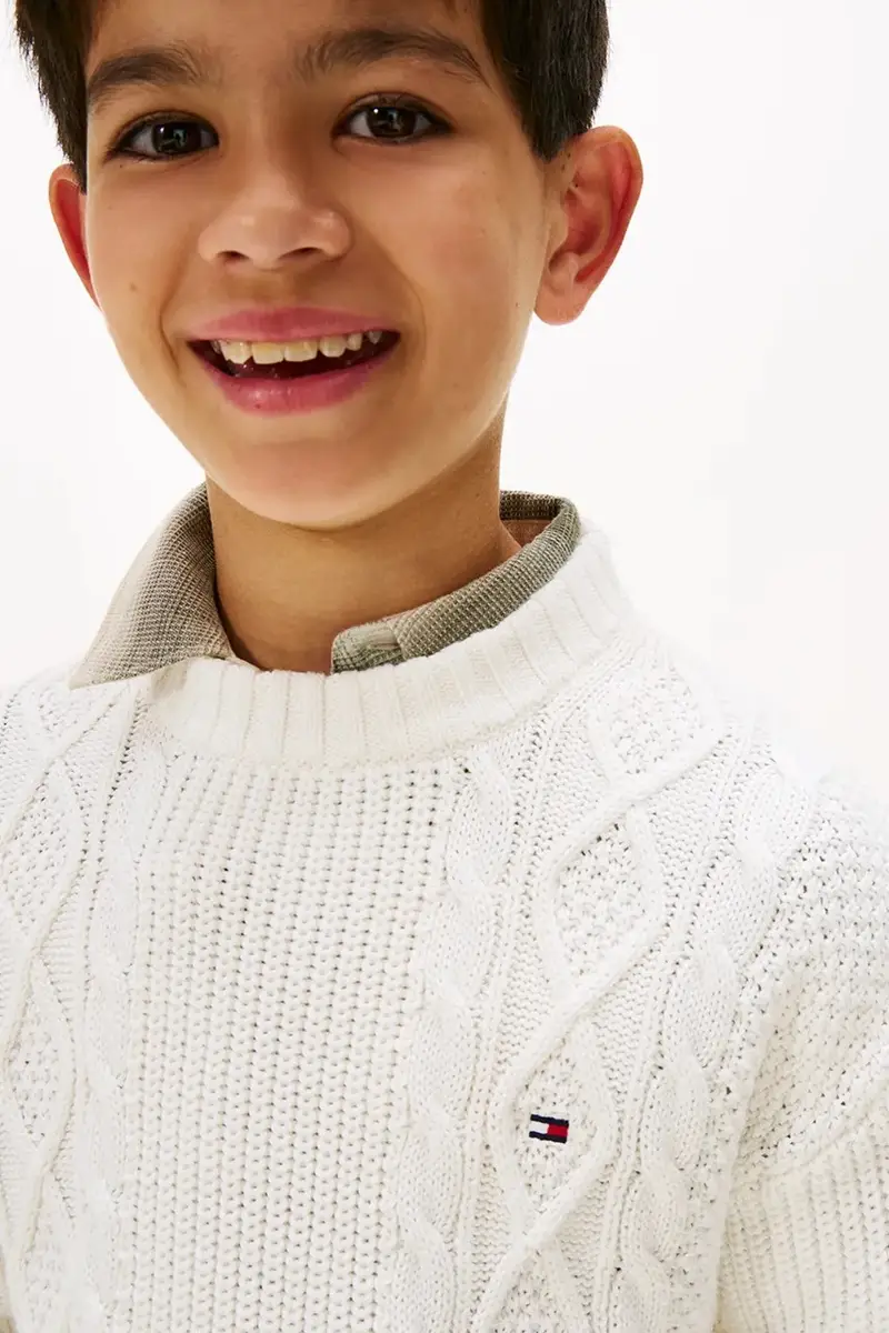 maglione per bambini con misto lana colore bianco KB0KB09910 miniatura 5