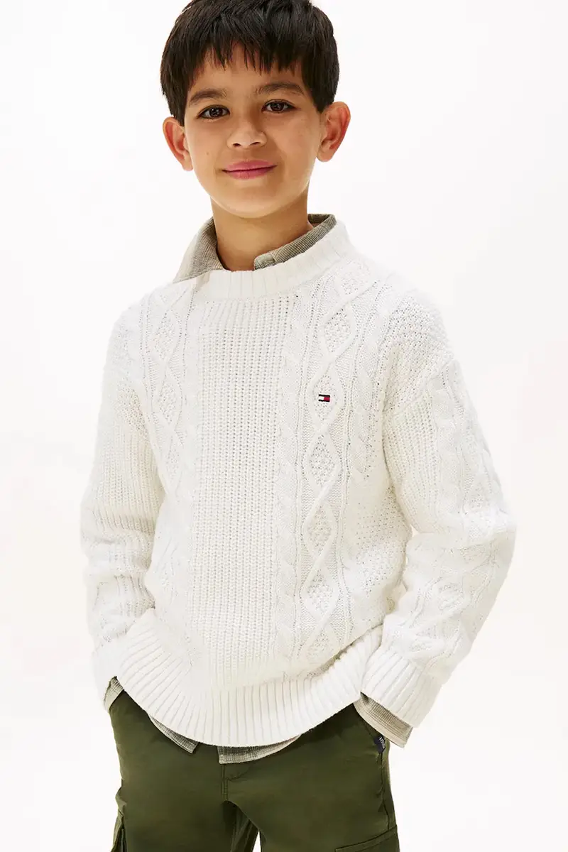 maglione per bambini con misto lana colore bianco KB0KB09910