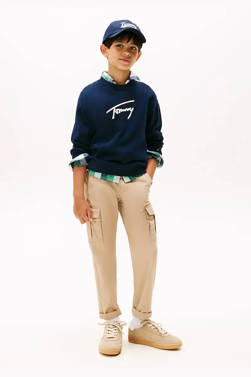 maglione per bambini con misto lana colore blu navy KB0KB09974 miniatura 4