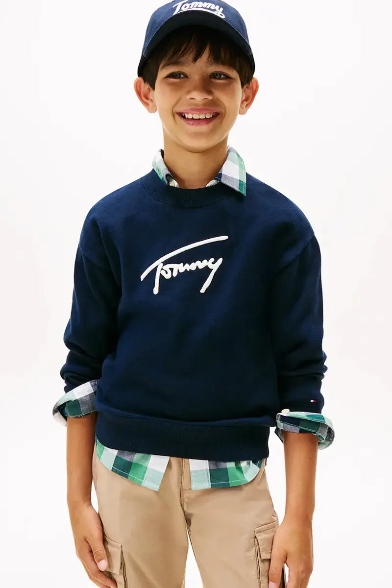 maglione per bambini con misto lana colore blu navy KB0KB09974