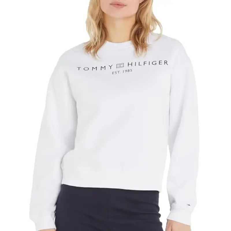 Tommy Hilfiger Mdrn Reg Corp Logo C-Nk Swtshrt Ww0Ww39791, Felpa, Donna, Bianco (TH Optic White), XL