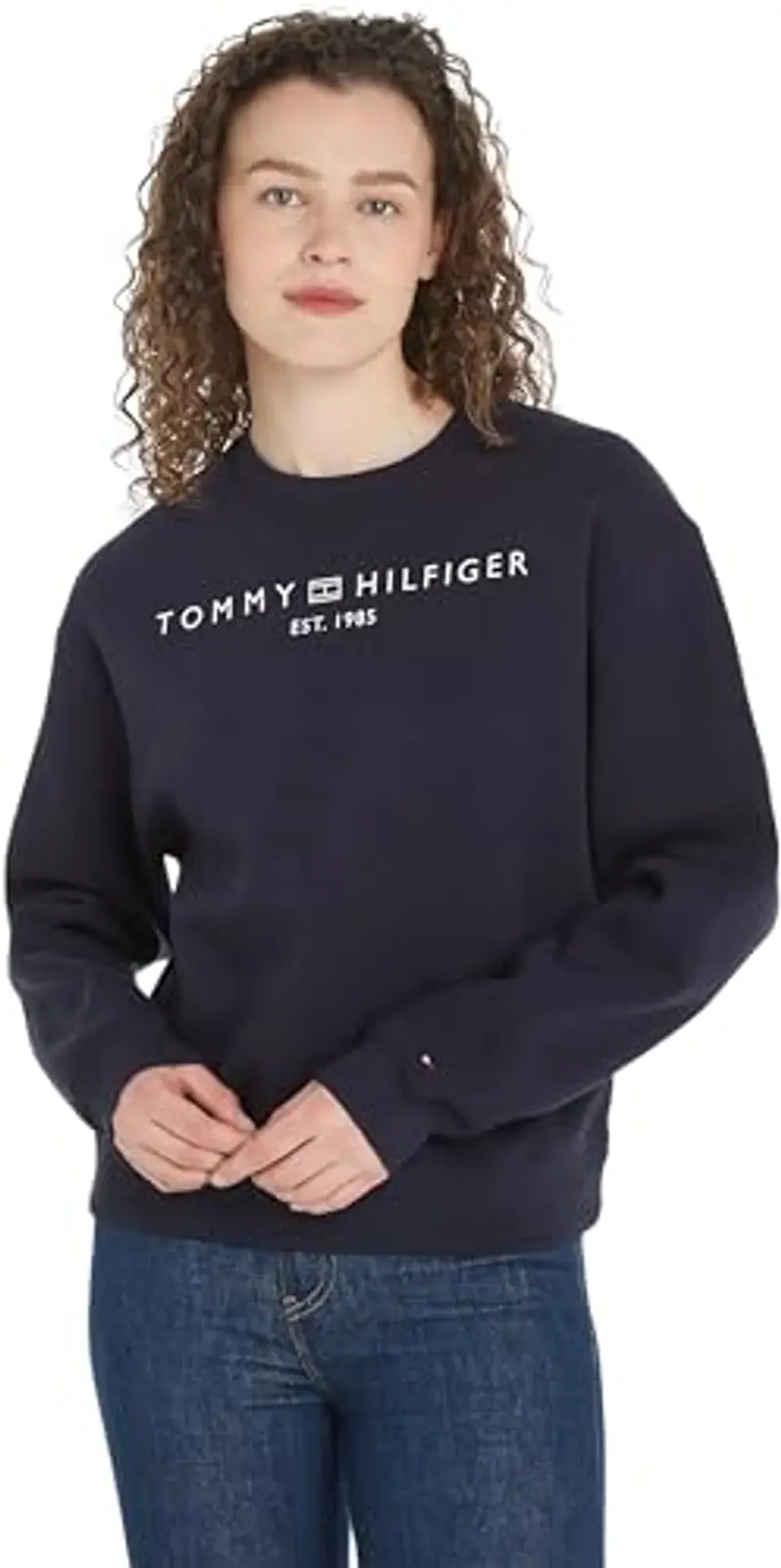Tommy Hilfiger Mdrn Reg Corp Logo C-Nk Swtshrt Ww0Ww39791, Felpa, Donna, Blu (Desert Sky), XL