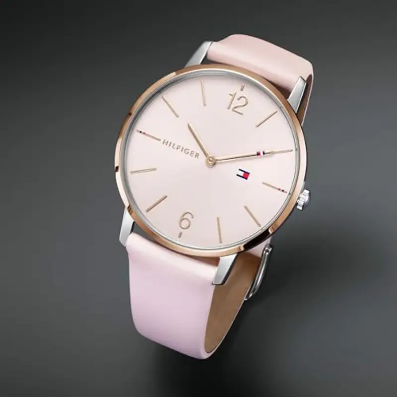 Tommy Hilfiger Orologio Analogico al Quarzo da Donna - Bracciale in Pelle Rosa, Quadrante Rosa Sole, Cassa da 41 mm, Resistente all'Acqua 3ATM - 1781973 miniatura 2