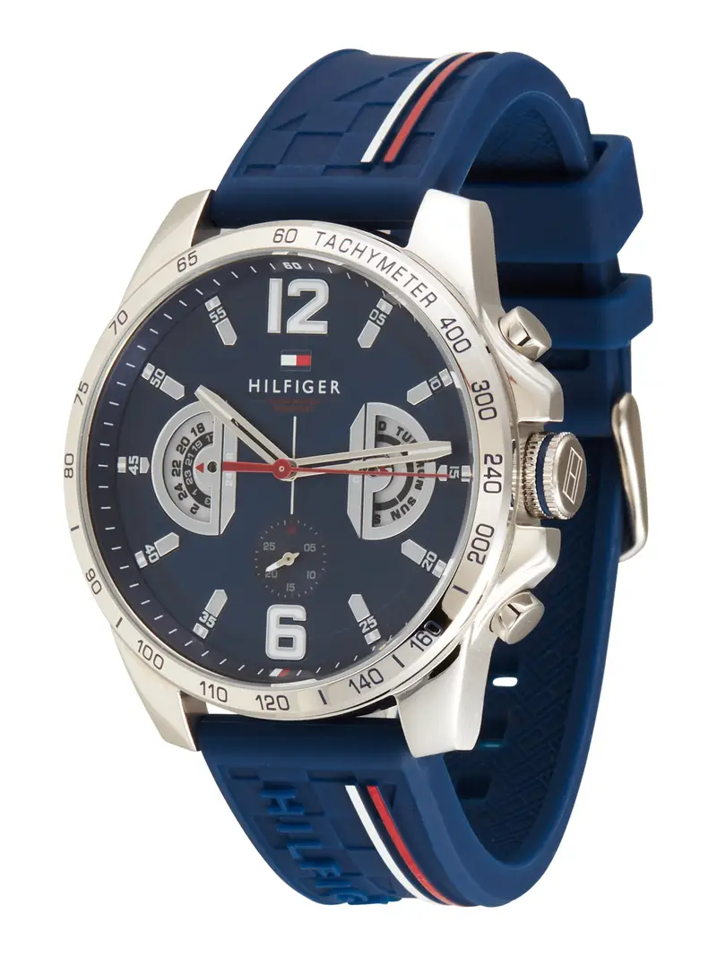 TOMMY HILFIGER Orologio analogico  blu scuro / rosso / argento