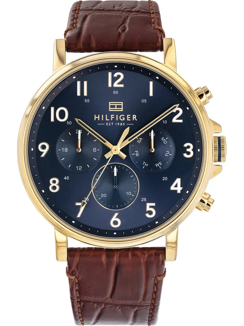 TOMMY HILFIGER Orologio analogico 'Dressed Up'  blu scuro / marrone
