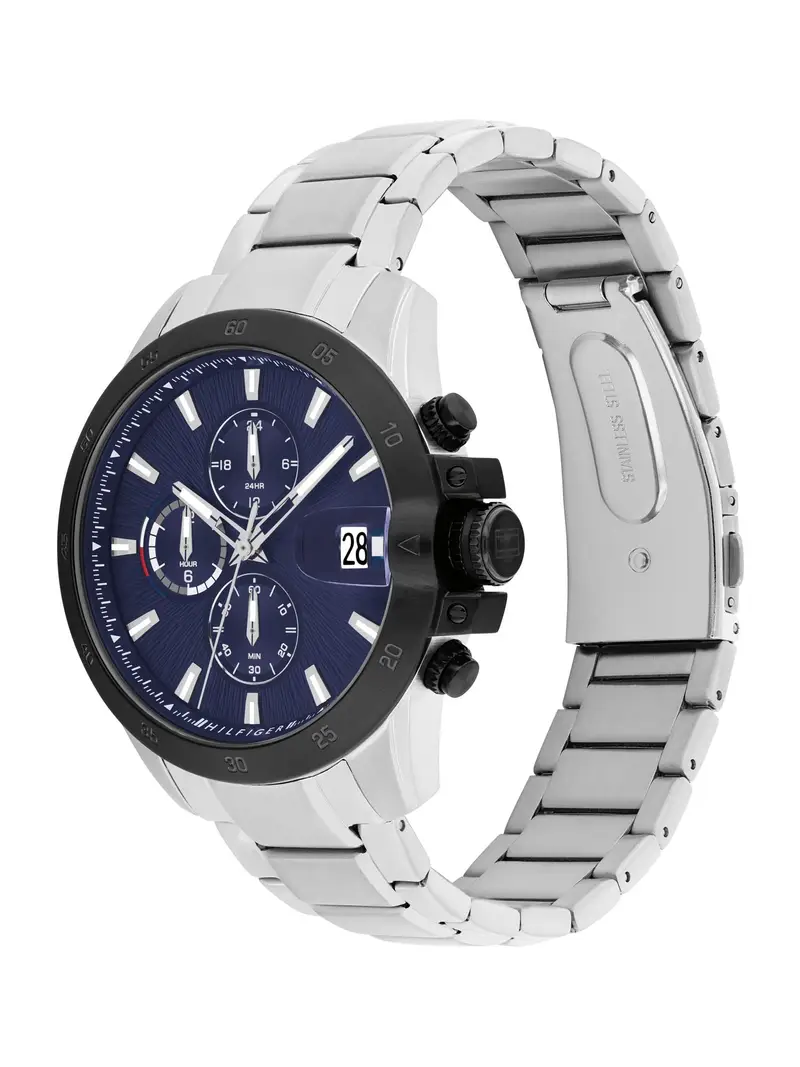 TOMMY HILFIGER Orologio analogico 'JAMESON'  navy / nero / argento / bianco