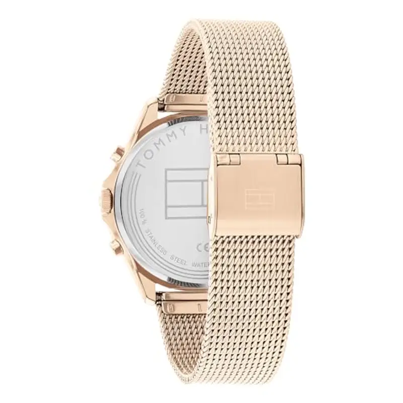 Tommy Hilfiger Orologio Analogico Multifunzione al Quarzo da Donna con Cinturino in Maglia Metallica in Acciaio miniatura 3