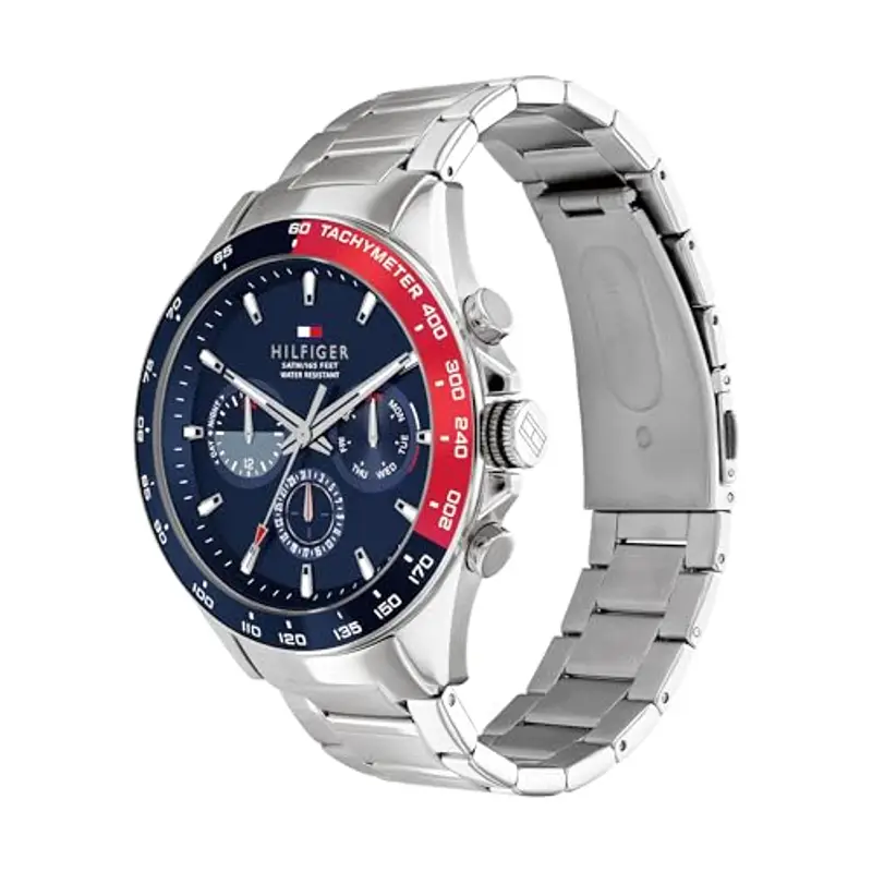 Tommy Hilfiger Orologio Analogico Multifunzione al Quarzo da Uomo con Cinturino in Acciaio Inossidabile Argentato - 1791968 miniatura 2