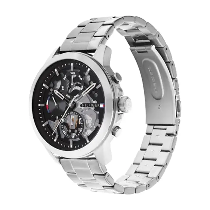 Tommy Hilfiger Orologio Analogico Multifunzione al Quarzo da Uomo con Cinturino in Acciaio Inossidabile Argentato miniatura 2