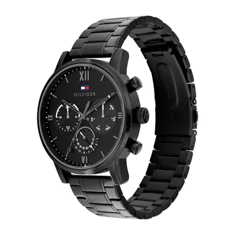 Tommy Hilfiger Orologio Analogico Multifunzione al Quarzo da Uomo con Cinturino in Acciaio Inossidabile Nero - 1791879 miniatura 2