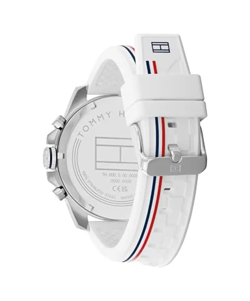 Tommy Hilfiger Orologio Analogico Multifunzione al Quarzo da Uomo con Cinturino in Silicone Bianco - 1710676 miniatura 3