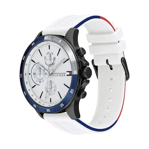 Tommy Hilfiger Orologio Analogico Multifunzione al Quarzo da Uomo con Cinturino in Silicone Bianco miniatura 2