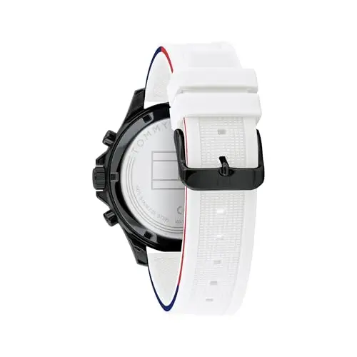 Tommy Hilfiger Orologio Analogico Multifunzione al Quarzo da Uomo con Cinturino in Silicone Bianco miniatura 3