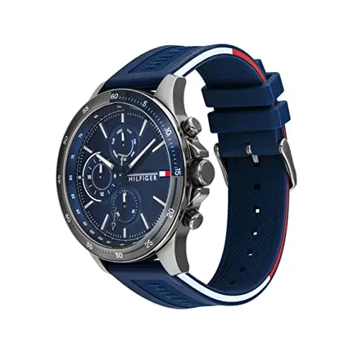 Tommy Hilfiger Orologio Analogico Multifunzione al Quarzo da Uomo con Cinturino in Silicone Blu Navy miniatura 2