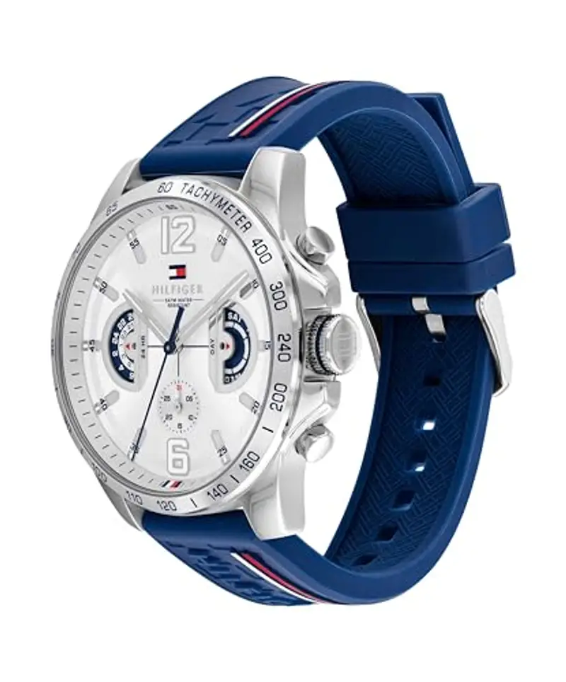 Tommy Hilfiger Orologio Analogico Multifunzione al Quarzo da Uomo con Cinturino in Silicone Blu Navy miniatura 2