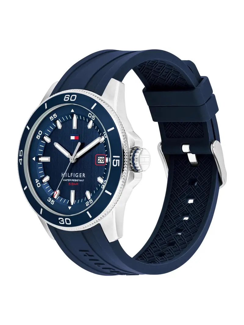 Orologio analogico 'REMY' marino / rosso / argento miniatura 2