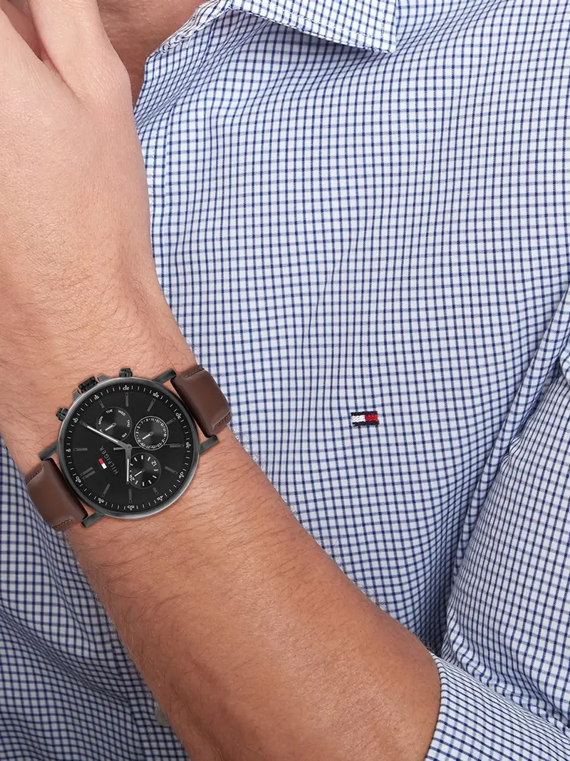 TOMMY HILFIGER Orologio analogico 'TYSON' marrone scuro / mirtillo / nero / bianco miniatura 3