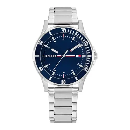 Tommy Hilfiger Orologio Bambino Quadrante Blu, Bracciale in Acciaio Inox, Cassa 34mm, Lunetta in Alluminio, Quarzo, 5