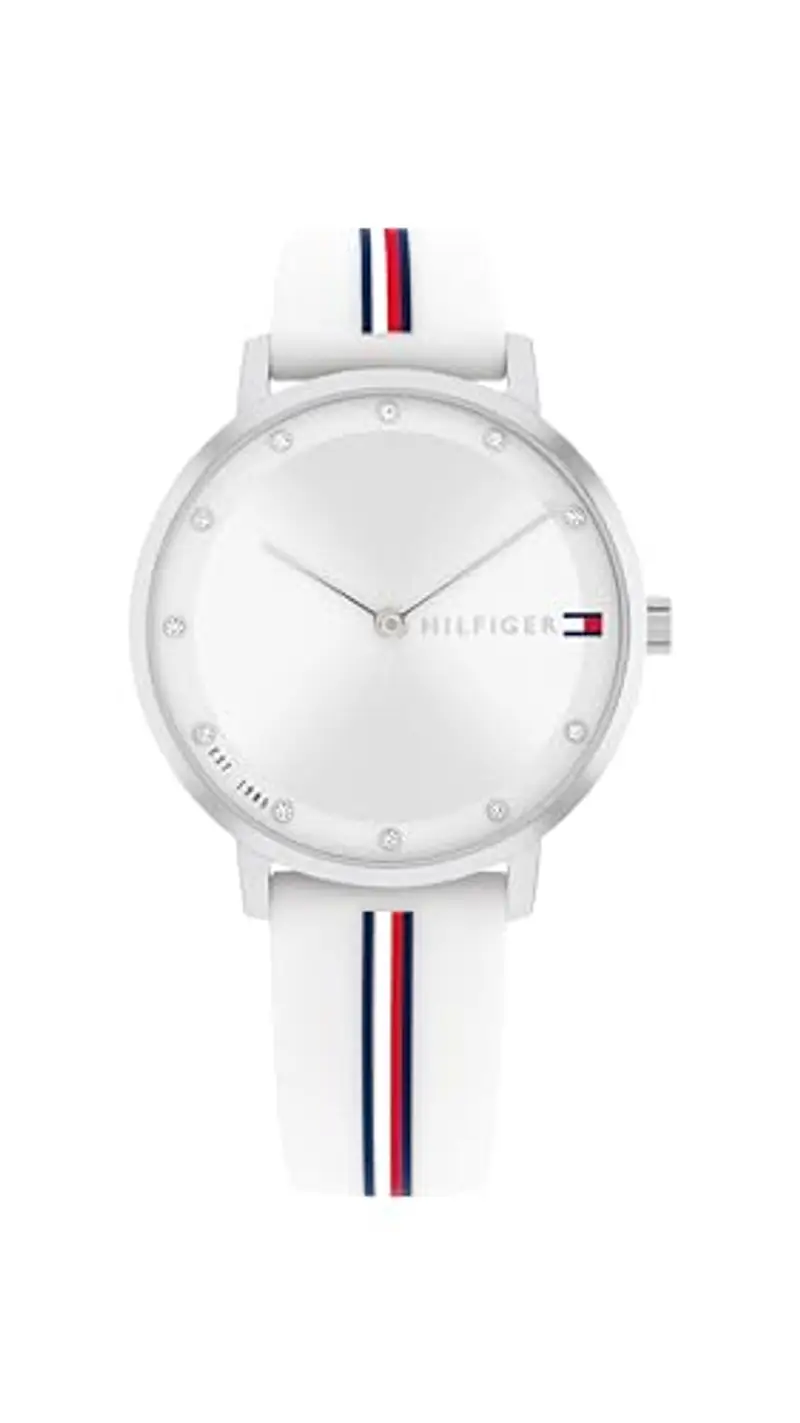 Tommy Hilfiger Orologio Con Movimento Al Quarzo A Due Lancette da Donna con Cinturino in Silicone Bianco