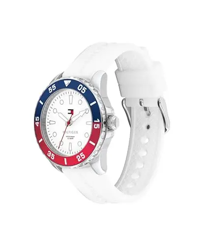 Tommy Hilfiger Orologio con Movimento al Quarzo a Tre Lancette per i Giovani con Cinturino in Silicone Bianco miniatura 2