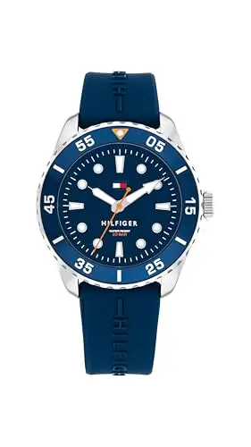 Tommy Hilfiger Orologio con Movimento al Quarzo a Tre Lancette per i Giovani con Cinturino in Silicone Blu