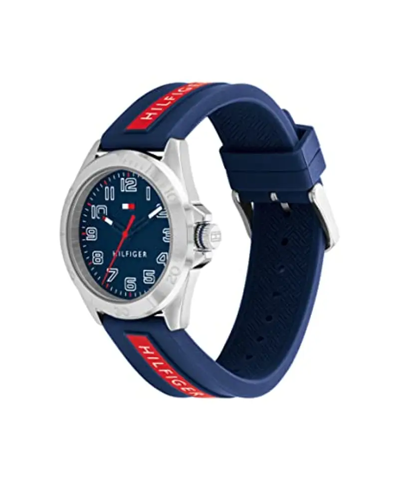Tommy Hilfiger Orologio con Movimento al Quarzo a Tre Lancette per i Giovani con Cinturino in Silicone Blu Navy - 1720019, Blue and Red miniatura 2