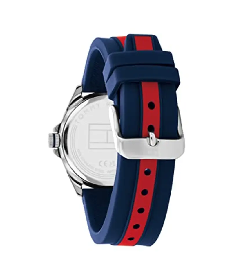 Tommy Hilfiger Orologio con Movimento al Quarzo a Tre Lancette per i Giovani con Cinturino in Silicone Blu Navy - 1720019, Blue and Red miniatura 3