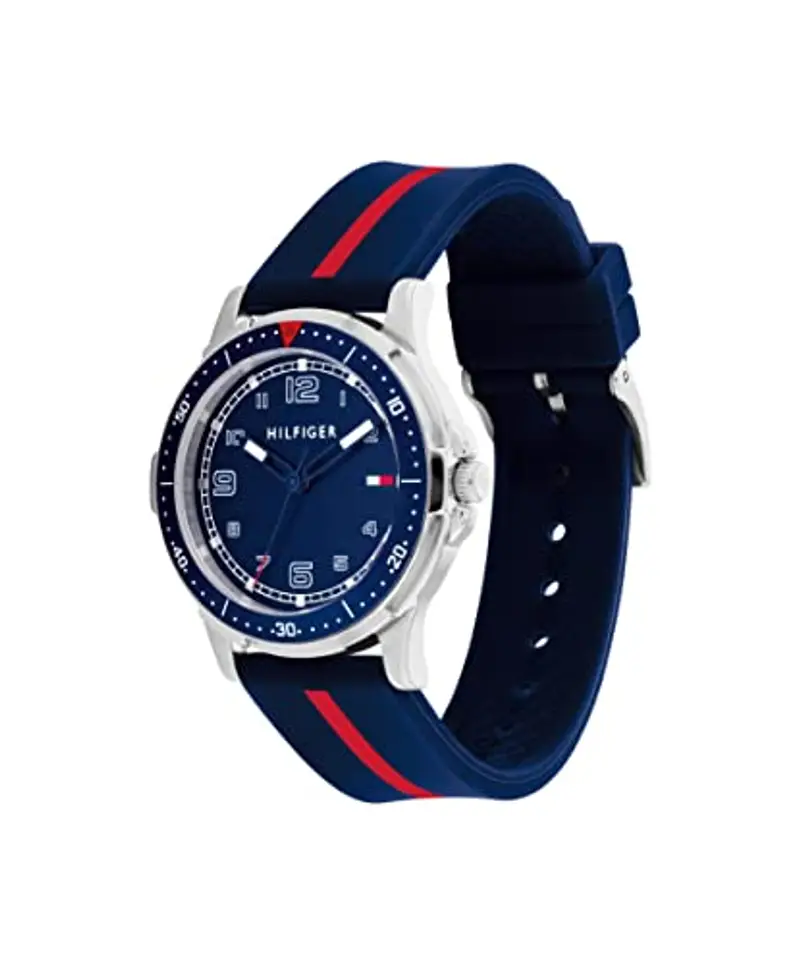 Tommy Hilfiger Orologio con Movimento al Quarzo a Tre Lancette per i Giovani con Cinturino in Silicone Blu Navy - 1720036, Navy Blue and Red miniatura 2