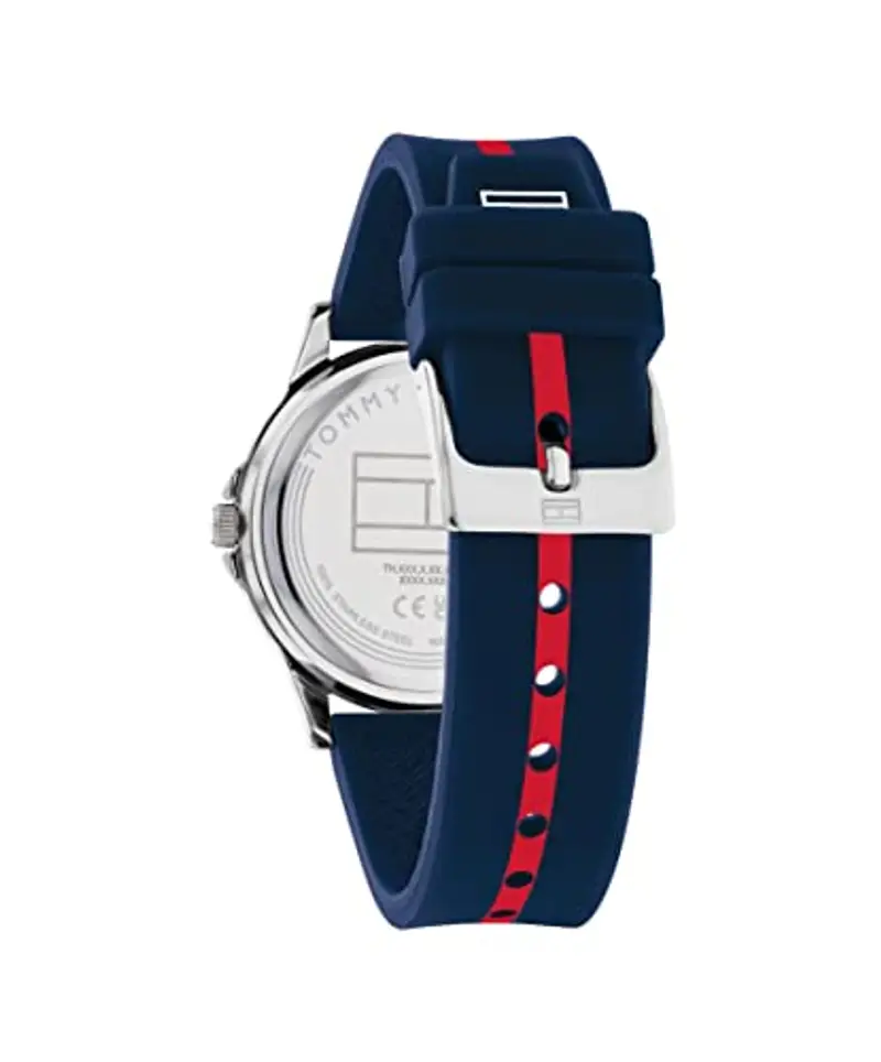 Tommy Hilfiger Orologio con Movimento al Quarzo a Tre Lancette per i Giovani con Cinturino in Silicone Blu Navy - 1720036, Navy Blue and Red miniatura 3