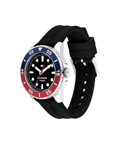 Tommy Hilfiger Orologio con Movimento al Quarzo a Tre Lancette per i Giovani con Cinturino in Silicone Nero miniatura 2