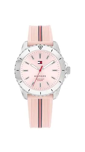 Tommy Hilfiger Orologio con Movimento al Quarzo a Tre Lancette per i Giovani con Cinturino in Silicone Rosa Chiaro