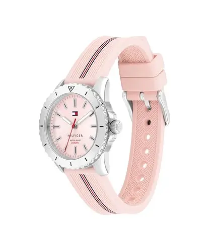 Tommy Hilfiger Orologio con Movimento al Quarzo a Tre Lancette per i Giovani con Cinturino in Silicone Rosa Chiaro miniatura 2