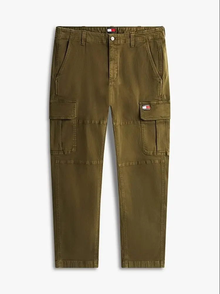 panatlone cargo in cotone verde militare con logo