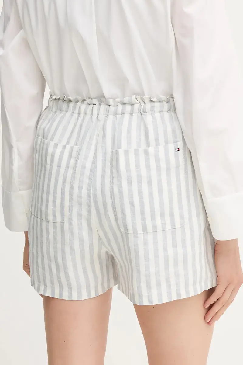 pantaloncini in lino donna colore bianco WW0WW45773 miniatura 3